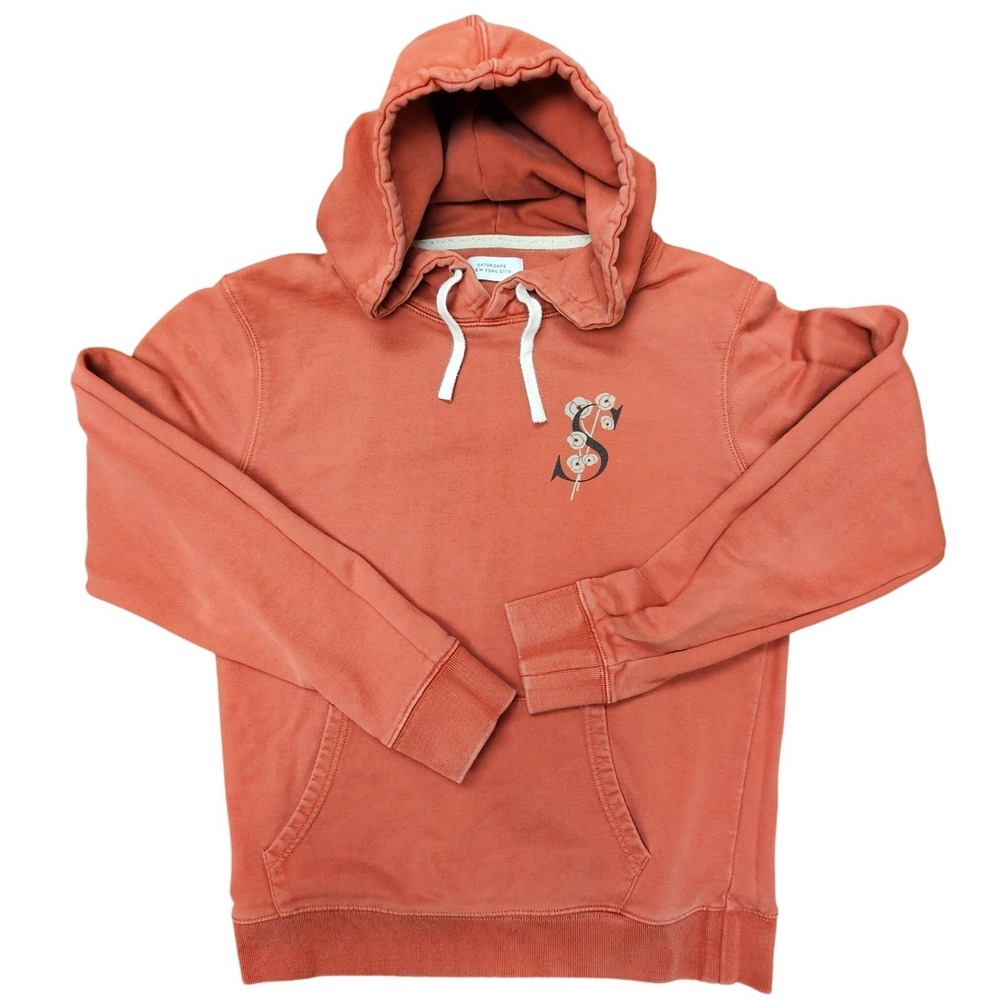 Saturdays NYC Hoodie Mens M Rust Excellent Floral S Logo Pullover Sweatshirt‎